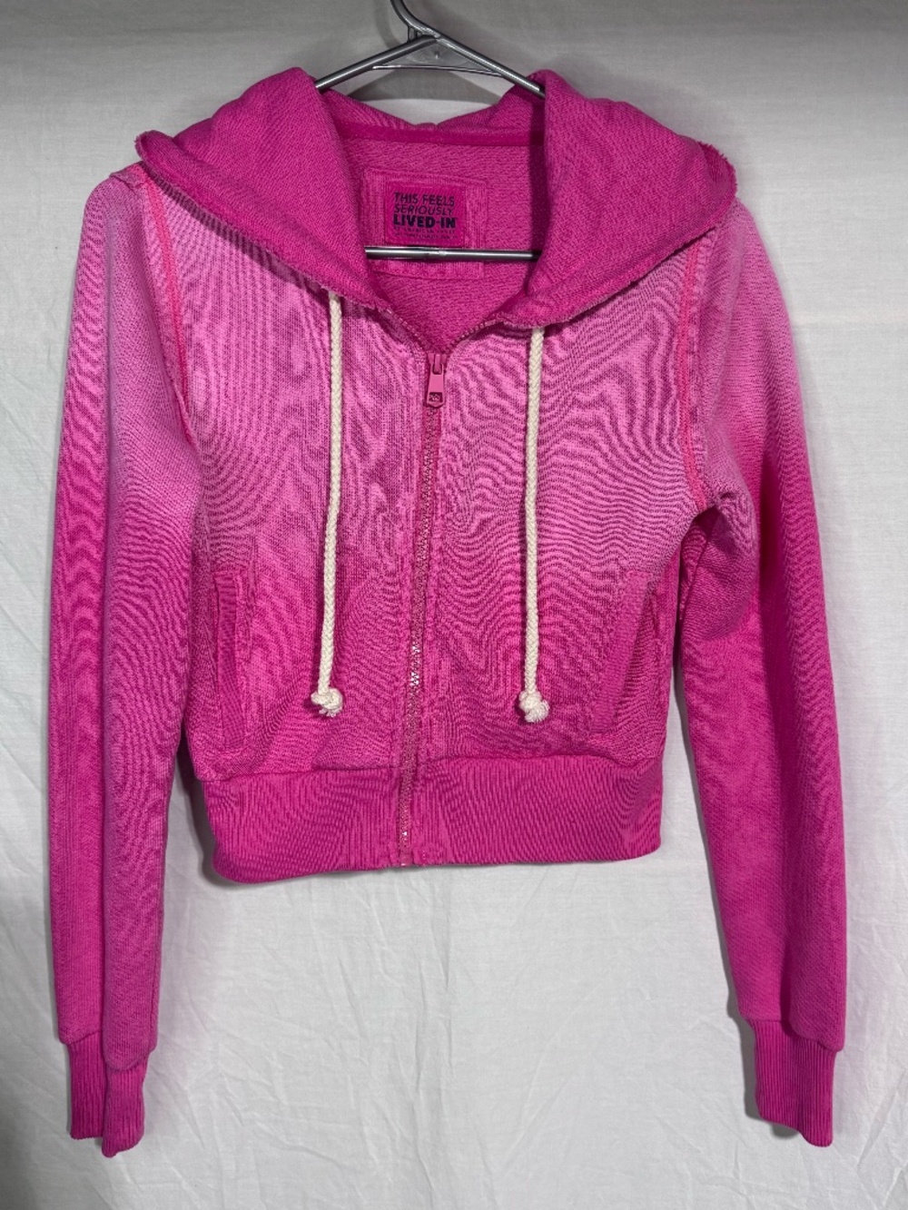 American Eagle bright pink ombre zip up hoodie Size XS